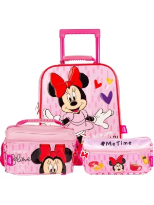 Set De Maleta Con Rueda+ Lonchera+Cartuchera Minnie